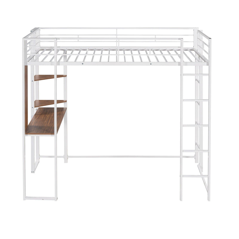 Twin Metal Loft Bed with 2 Shelves and one Desk ,WHITE - Urban Living Furniture (Los Angeles, CA)