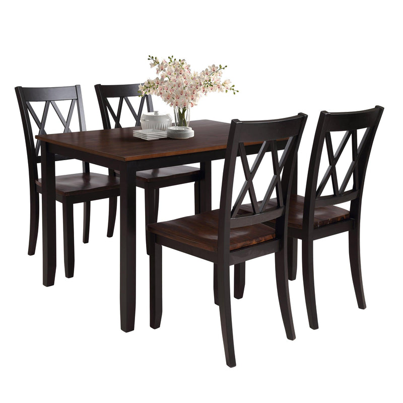 5-Piece Dining Table Set Home Kitchen Table and Chairs Wood Dining Set (Black+Cherry) - Urban Living Furniture (Los Angeles, CA)