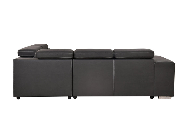 105" Sectional Sofa with Adjustable Headrest ,Sleeper Sectional Pull Out Couch Bed withStorage Ottoman and 2 Stools,Charcoal Grey - Urban Living Furniture (Los Angeles, CA)