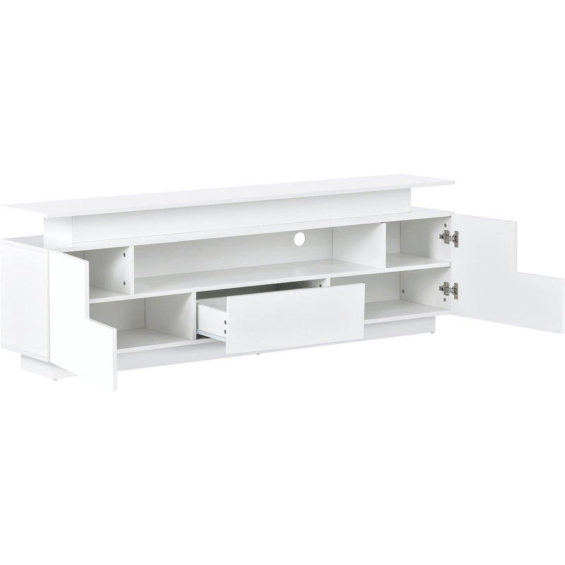 Modern, Stylish Functional TV stand with Color Changing LED Lights, Universal Entertainment Center, High Gloss TV Cabinet for 75+ inch TV, White - Urban Living Furniture (Los Angeles, CA)