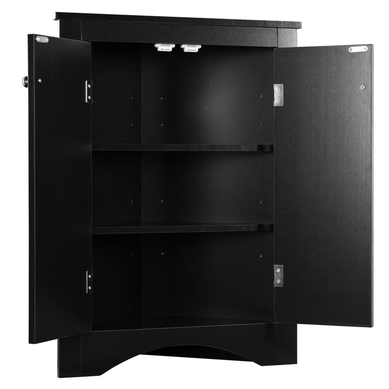 Black Triangle BathroomStorage Cabinet with Adjustable Shelves, Freestanding Floor Cabinet for Home Kitchen - Urban Living Furniture (Los Angeles, CA)