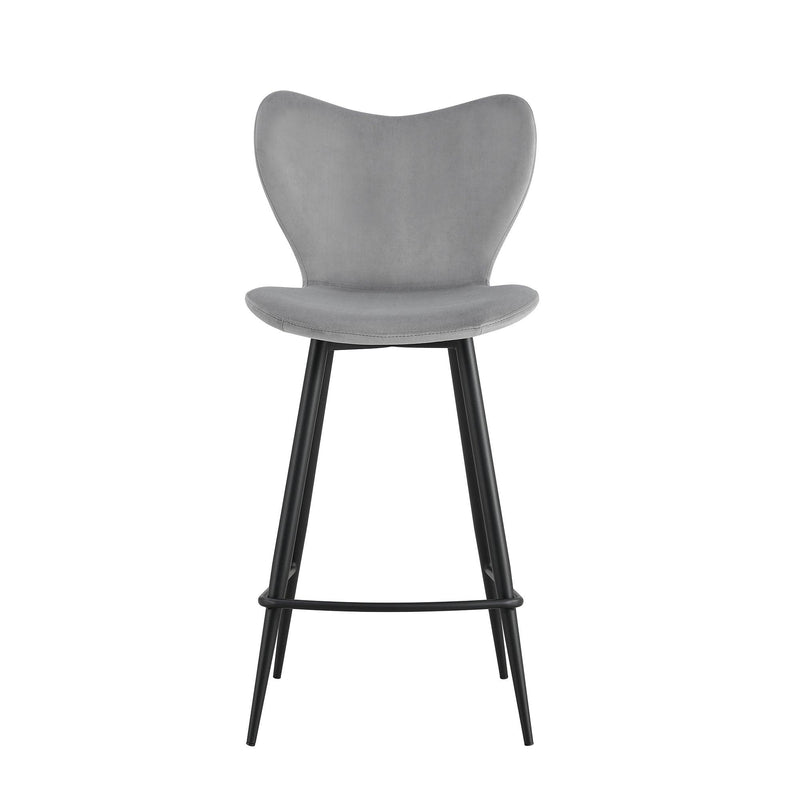 Grey Velvet Chair Barstool Dining Counter Height Chair Set of 2 - Urban Living Furniture (Los Angeles, CA)