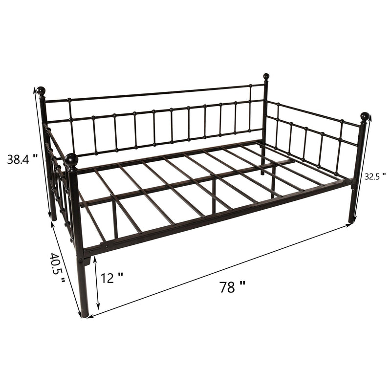 Daybed Frame Twin Size Multifunctional Metal Platform with Headboard Victorian Style, Bed Sofa  for Guest Living Room, Twin, Black - Urban Living Furniture (Los Angeles, CA)