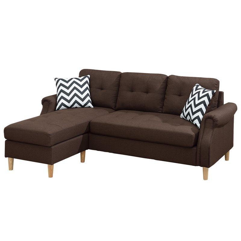 Living Room Corner Sectional Dark Coffee Polyfiber Chaise sofa Reversible Sectional - Urban Living Furniture (Los Angeles, CA)