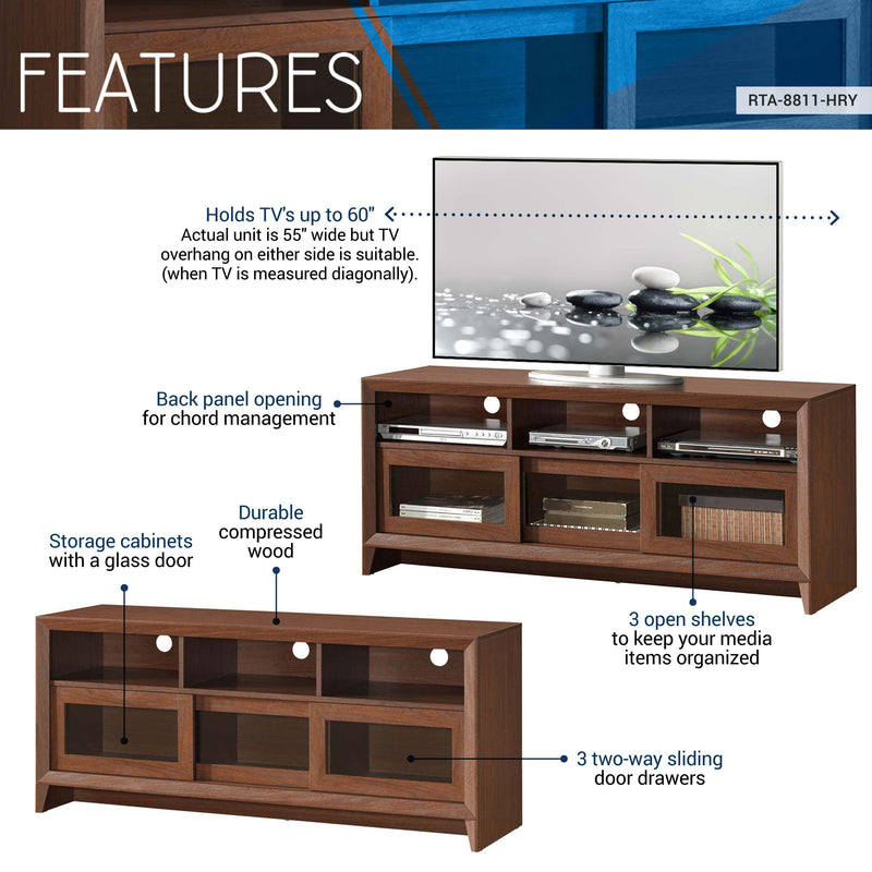 Techni MobiliModern TV Stand withStorage for TVs Up To 60", Hickory