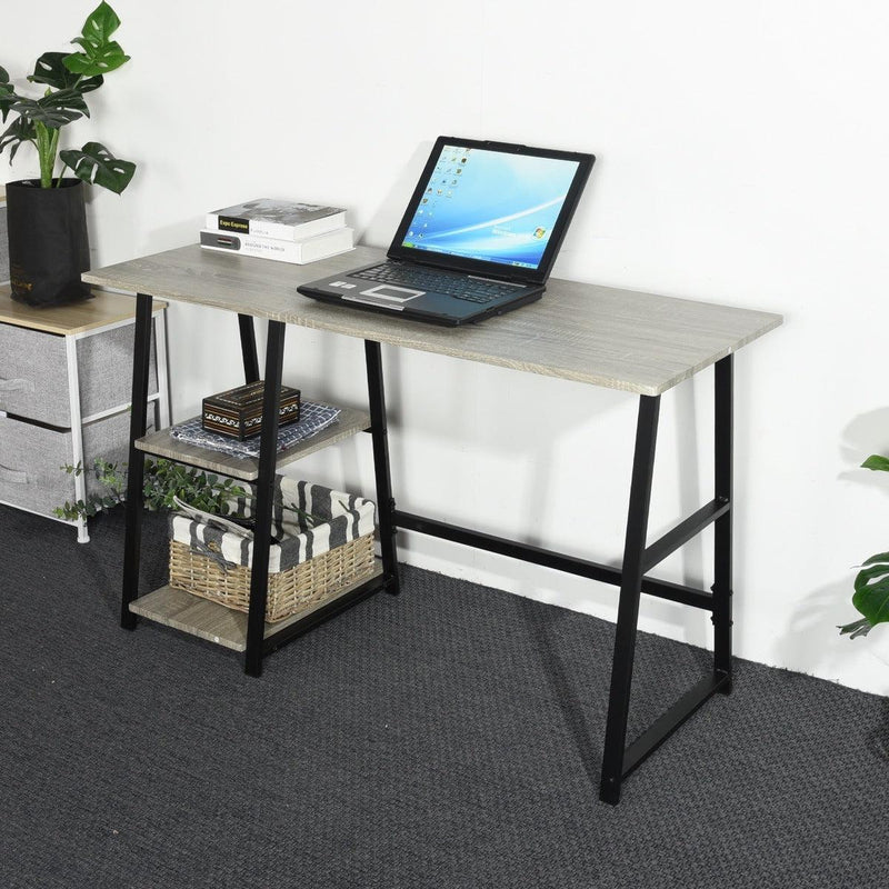 47.4"W X 19.7"D X 28.9"H Wooden Desk with 2Storage Racks - GREY & BLACK - Urban Living Furniture (Los Angeles, CA)