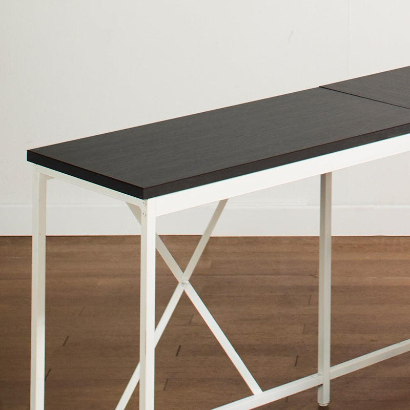 Olympus Wood and Metal Corner Desk in Dark Gray and Ivory