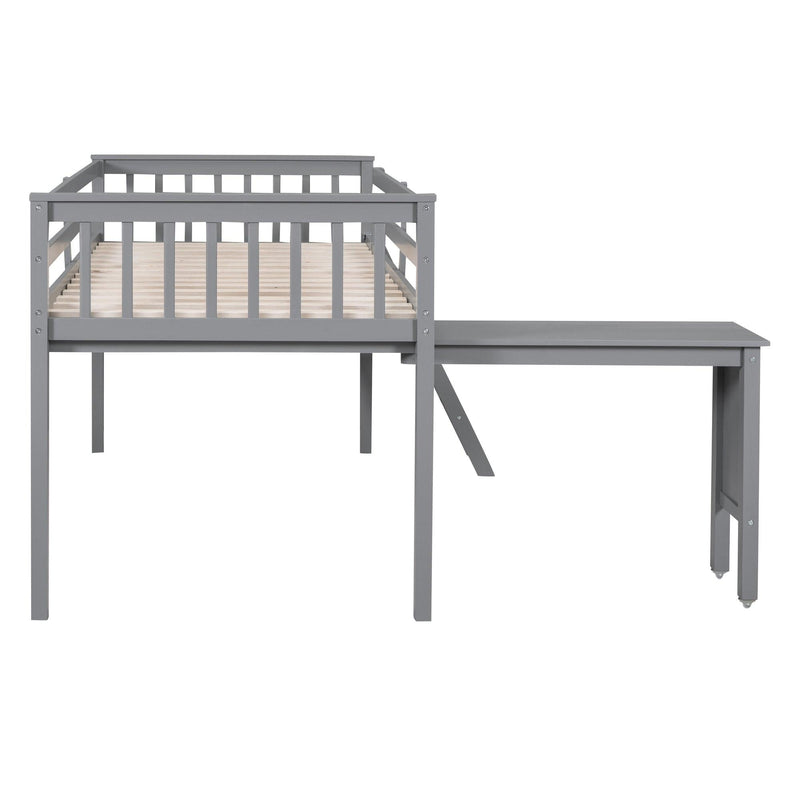 Twin Size Loft Bed With Removable Desk and Cabinet, Gray - Urban Living Furniture (Los Angeles, CA)