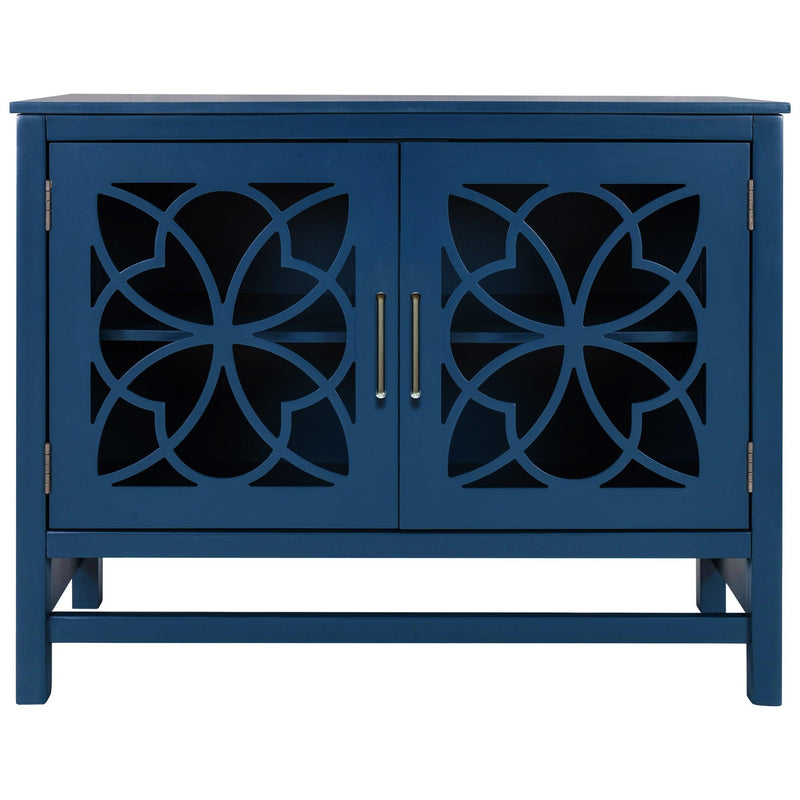 WoodStorage Cabinet with Doors and Adjustable Shelf, Entryway Kitchen Dining Room, Navy Blue - Urban Living Furniture (Los Angeles, CA)