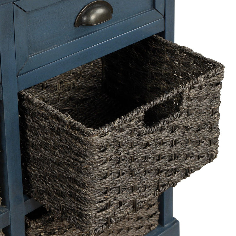 RusticStorage Cabinet with Two Drawers and Four  Classic Rattan Basket for Dining Room/Entryway/Living Room (Antique Navy) - Urban Living Furniture (Los Angeles, CA)