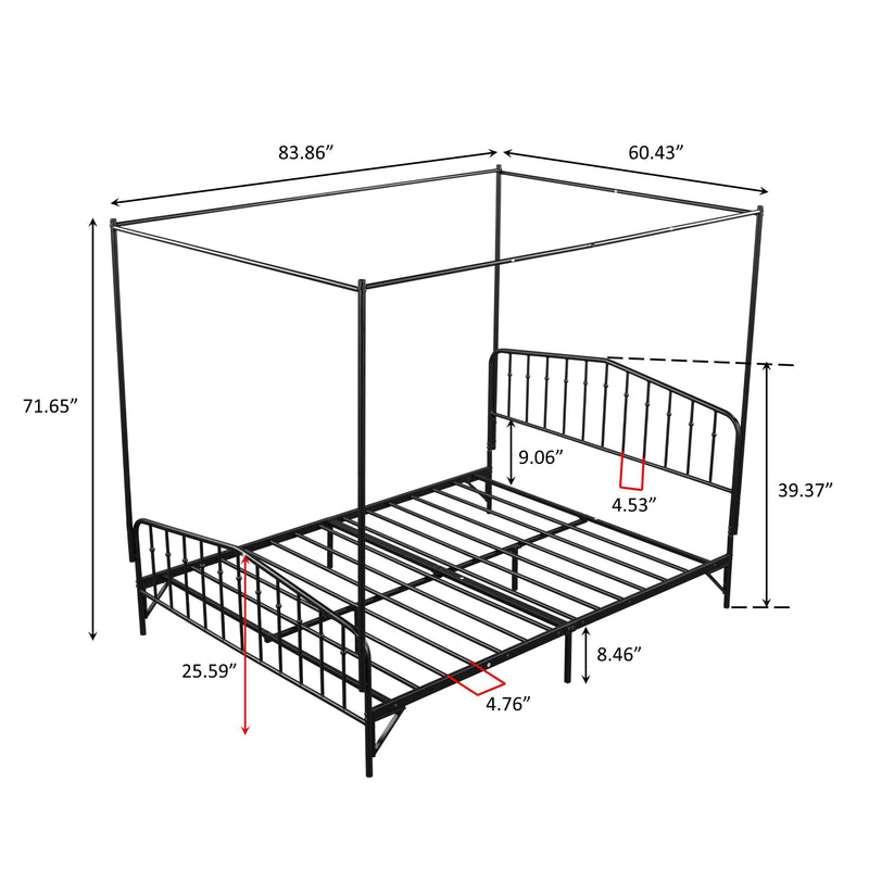 Detachable Queen Anti-Noise Metal Canopy Bed - Urban Living Furniture (Los Angeles, CA)