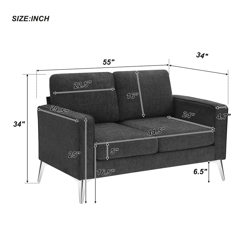 Modern 3-Piece Sofa Sets with Sturdy Metal Legs,Linen Upholstered Couches Sets Including 3-Seat Sofa, Loveseat and Single Chair for Living Room Furniture Set (1+2+3 Seat) - Urban Living Furniture (Los Angeles, CA)