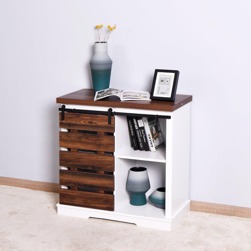 Living Room Wooden WhiteStorage Cabinet with Barn Door 31.5 x 15.35 x 32 inch - Urban Living Furniture (Los Angeles, CA)