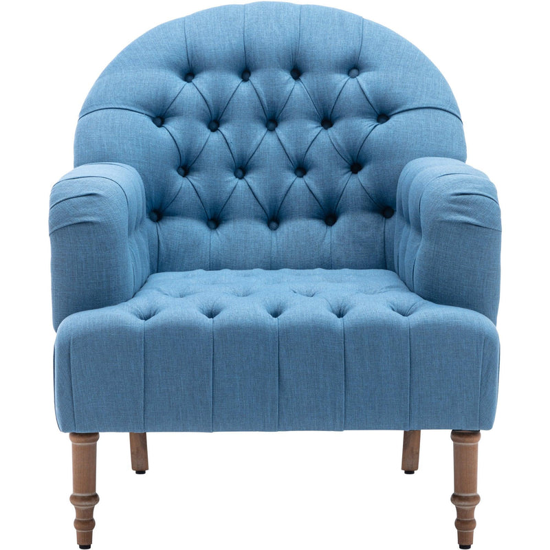 Accent Chair,Button-Tufted Upholstered Chair Set ,Mid CenturyModern Chair with Linen Fabric and Ottoman for Living Room Bedroom Office Lounge,Blue - Urban Living Furniture (Los Angeles, CA)