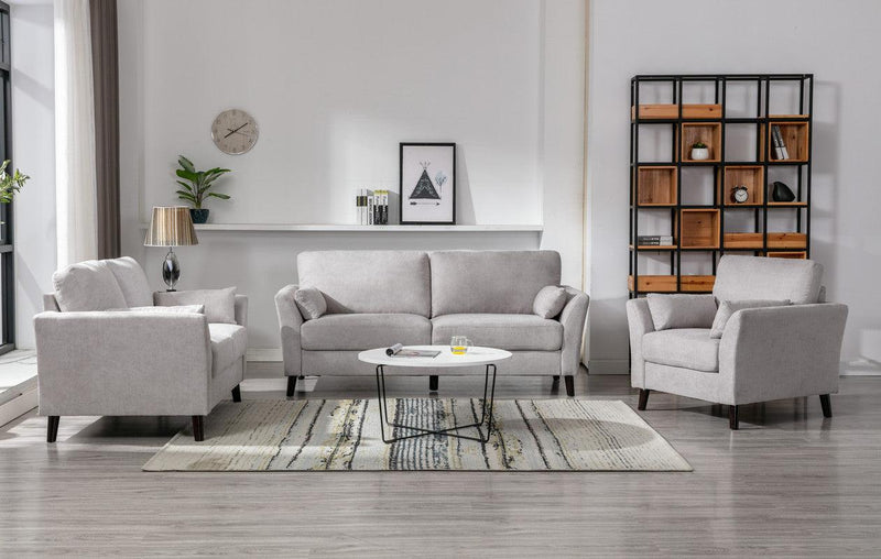 Damian Light Gray Velvet Fabric Sofa Loveseat Chair Living Room Set - Urban Living Furniture (Los Angeles, CA)