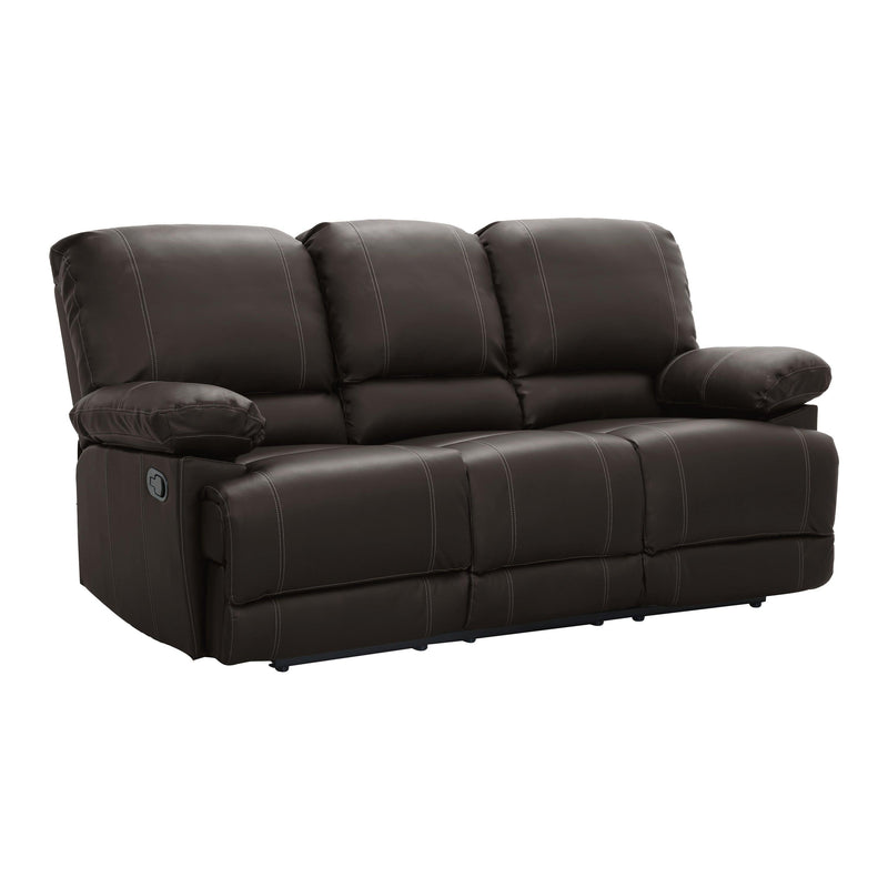 Dark Brown Double Reclining 1pc Sofa with Center Drop-Down Cup Holder Comfortable Plush Seating Solid Wood Plywood Furniture