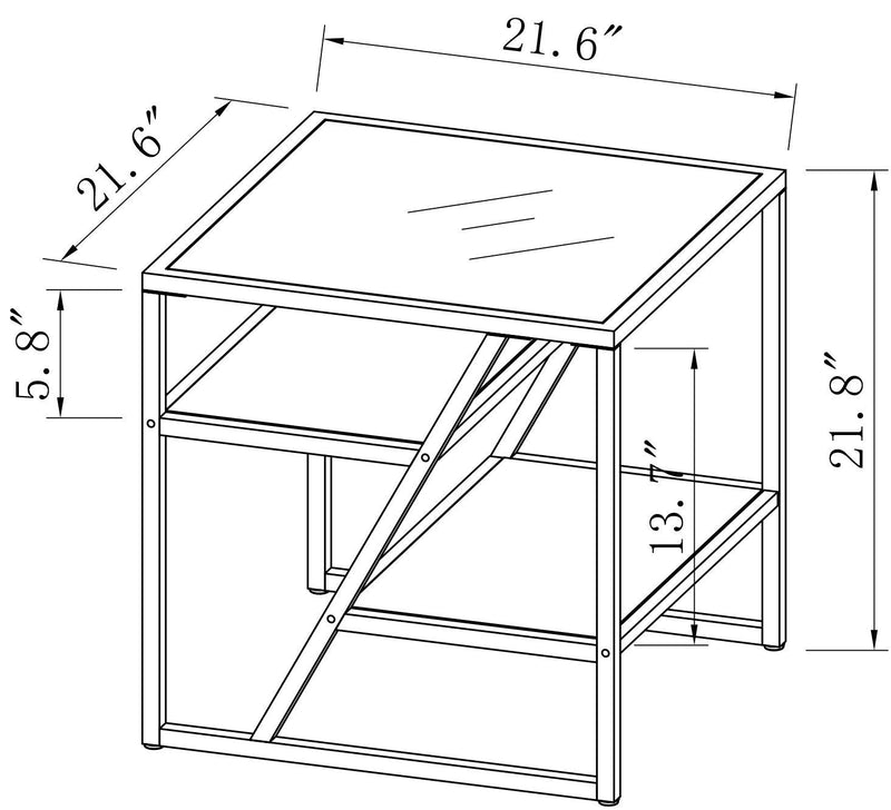 Black Side Table, End Table withStorage Shelf, Tempered Glass Coffee Table with Metal Frame for Living Room&Bed Room - Urban Living Furniture (Los Angeles, CA)