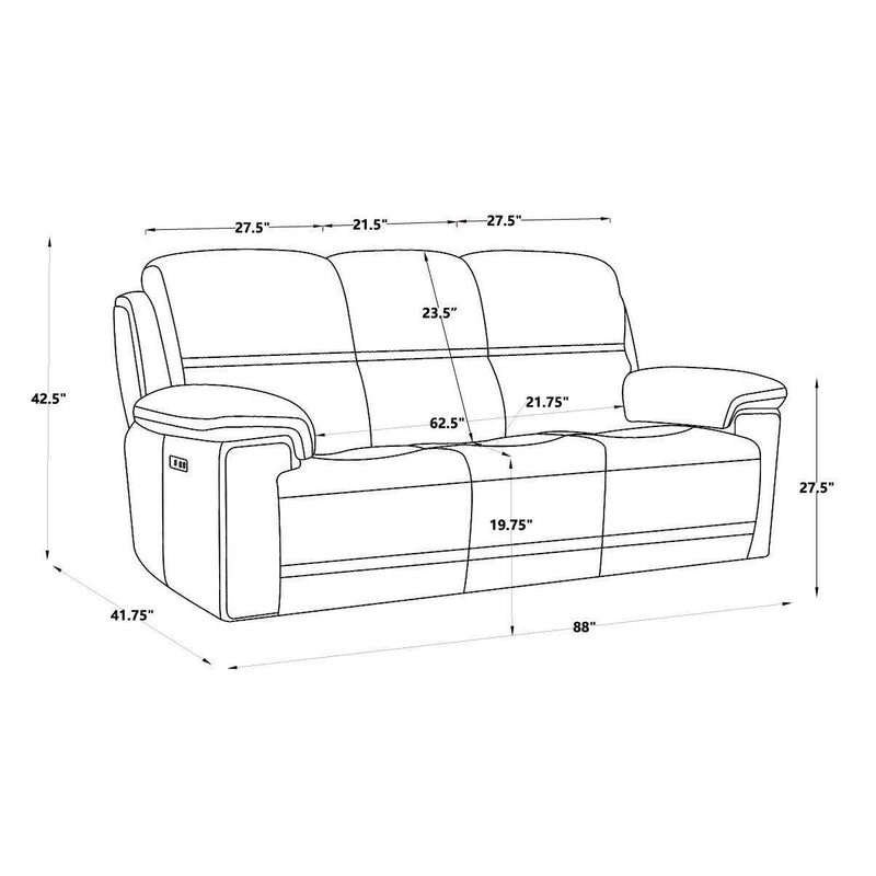 Timo Top Grain Leather Power Reclining Sofa | Adjustable Headrest | Cross Stitching - Urban Living Furniture (Los Angeles, CA)