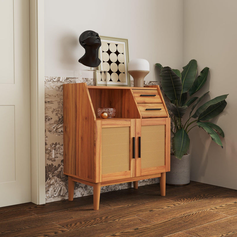 Farmhouse Sideboard Buffet AccentStorage Cabinet, with Rattan Doors and drawers, for Hallway, Entryway, Dining Room, or Living Room - Urban Living Furniture (Los Angeles, CA)