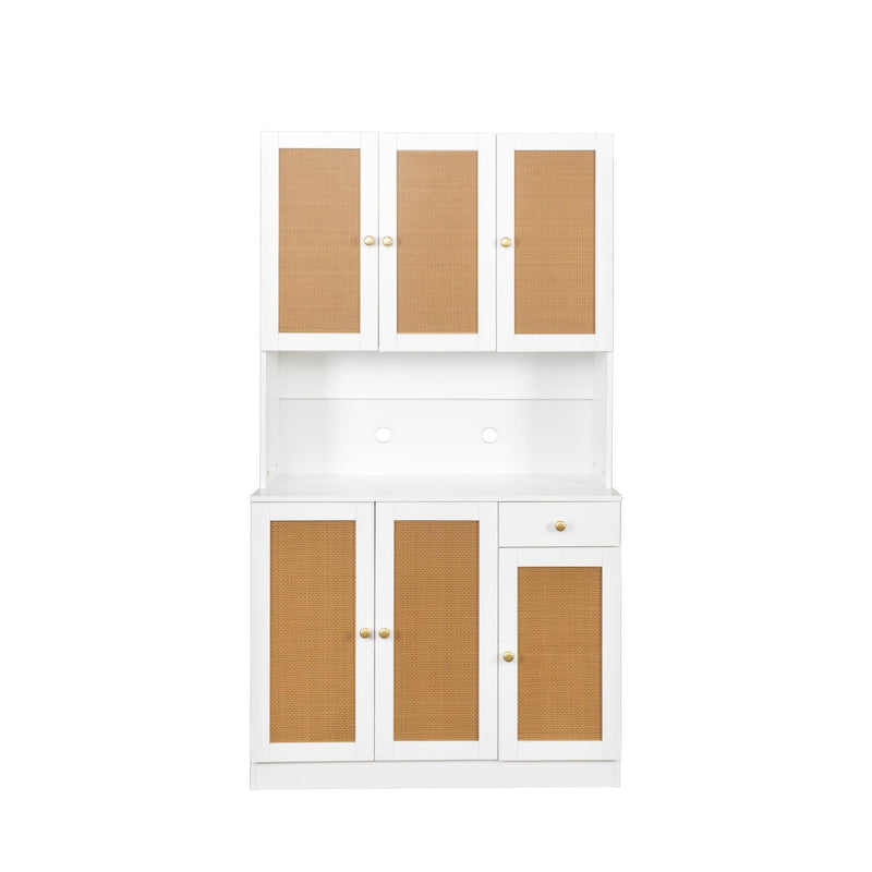 70.87" Tall Wardrobe& Kitchen Cabinet, with 6-Doors, 1-Open Shelves and 1-Drawer for bedroom,White