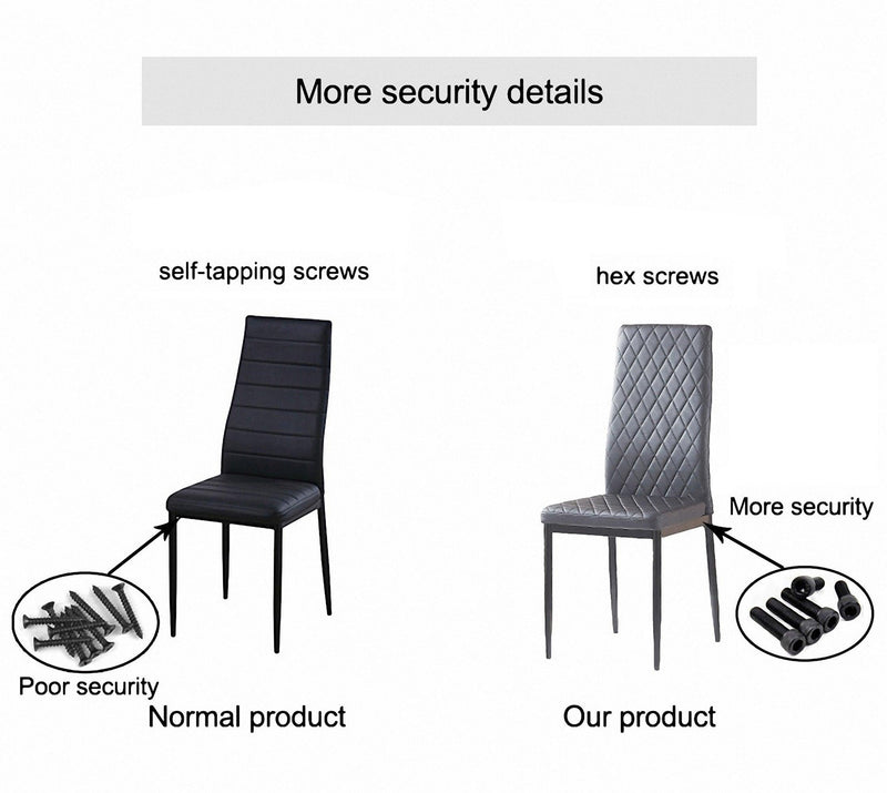 Light GrayModern minimalist dining chair leather sprayed metal pipe diamond grid pattern restaurant home conference chair set of 4 - Urban Living Furniture (Los Angeles, CA)