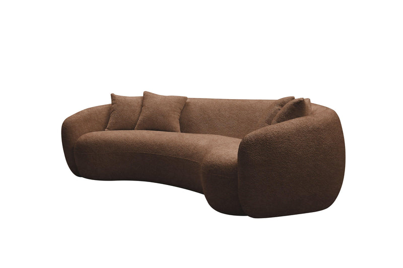 102'' 5-Seater Boucle SofaModern Sectional Half Moon Leisure Couch Curved Sofa Teddy Fleece Brown