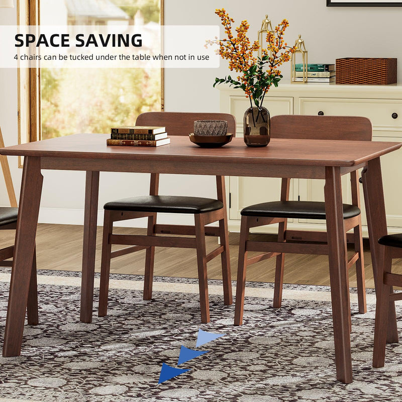 5 Pieces Dining Table Set 1 Dining Table and 4 Chairs Rustic Retro Solid RubberWood Table and Breakfast Upholstered Stools for Home Kitchen Dining Room - Urban Living Furniture (Los Angeles, CA)