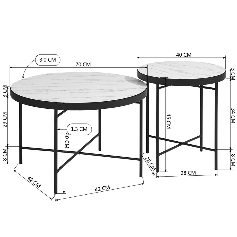 Set of 2 Round Side Table, Sofa End Table,Accent Table Round, Coffee Table Waterproof  for Living Room Bedroom, wood & marple - Urban Living Furniture (Los Angeles, CA)