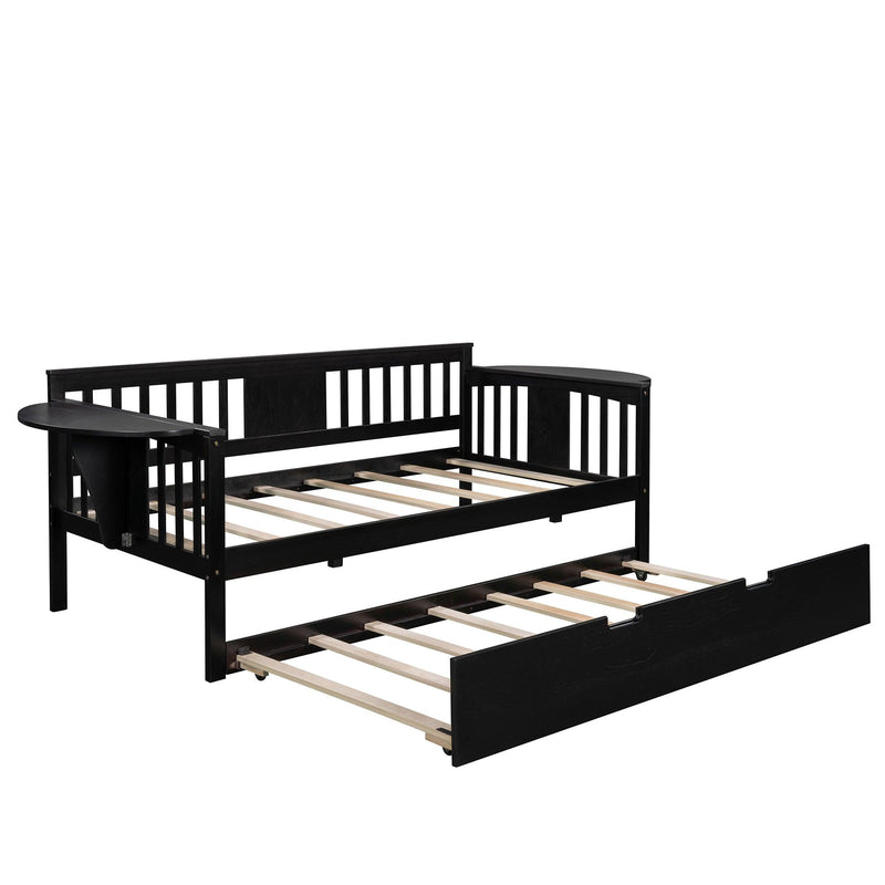 Twin Wooden Daybed with Trundle Bed  , Sofa Bed for Bedroom Living Room, Espresso - Urban Living Furniture (Los Angeles, CA)