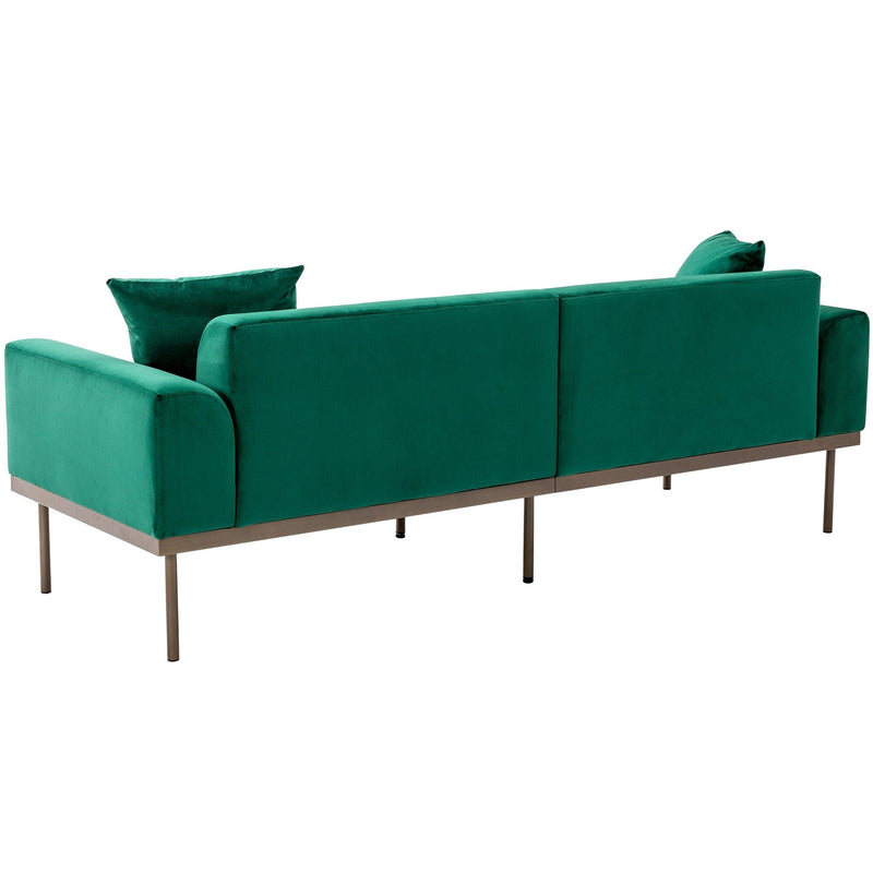 Modern Velvet Sofa with Metal Legs,Loveseat Sofa Couch with Two Pillows for Living Room and Bedroom, Green - Urban Living Furniture (Los Angeles, CA)