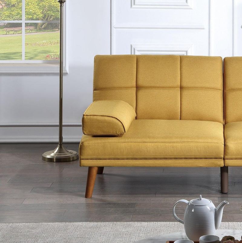 Mustard Polyfiber Adjustable Tufted Sofa Living Room Solid wood Legs Comfort Couch - Urban Living Furniture (Los Angeles, CA)