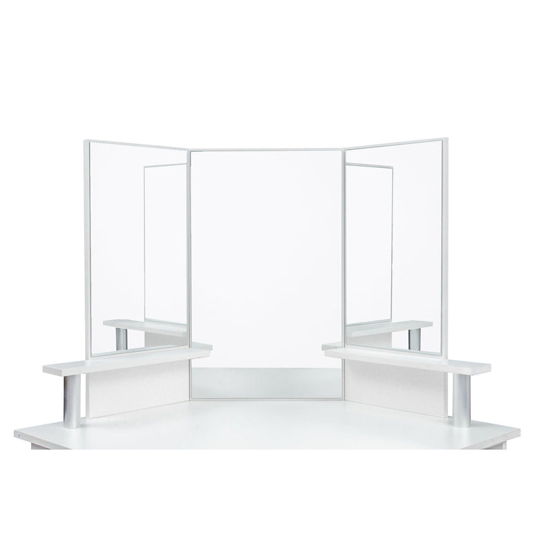 Corner dressing table make up desk with three-fold mirror and 5 rotary drawer Wooden Bedroom Vanity Table (White) - Urban Living Furniture (Los Angeles, CA)