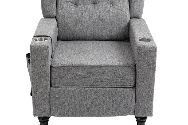 Arm Pushing Recliner Chair,Modern Button Tufted Wingback Push Back Recliner Chair, Living Room Chair Fabric Pushback Manual Single Reclining Sofa Home Theater Seating for Bedroom,Darkn Gray - Urban Living Furniture (Los Angeles, CA)