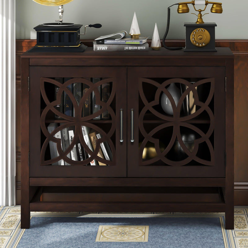 WoodStorage Cabinet with Doors and Adjustable Shelf, Entryway Kitchen Dining Room, Brown - Urban Living Furniture (Los Angeles, CA)