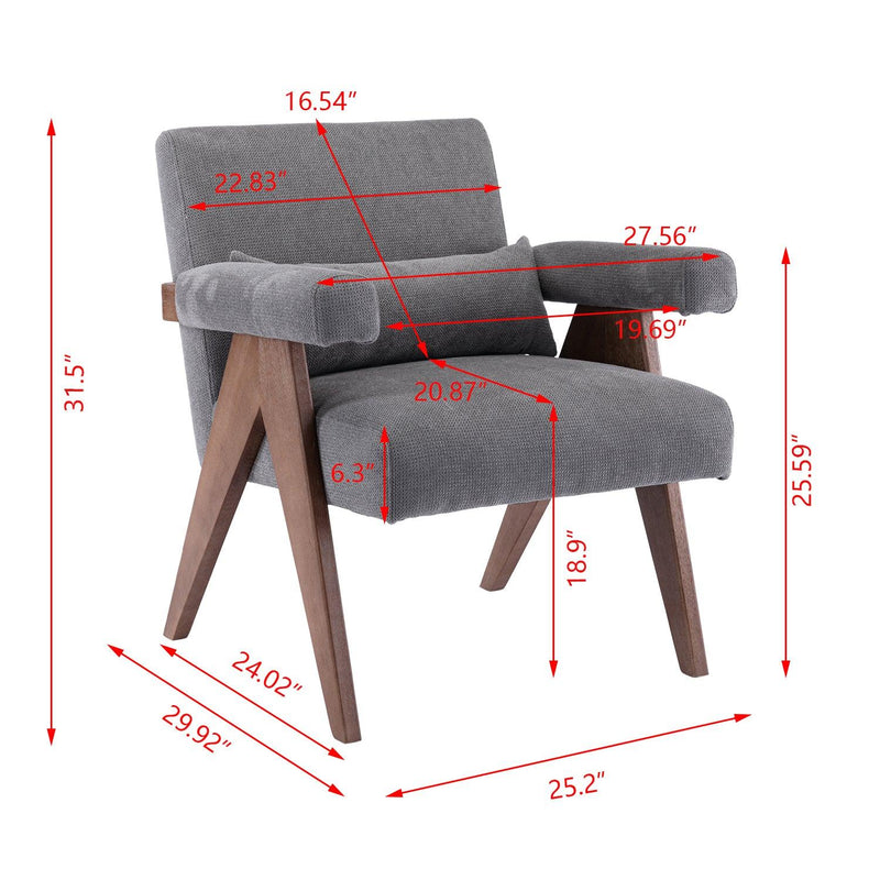 Accent chair, KD rubber wood legs with Walnut finish. Fabric cover the seat. With a cushion.Grey - Urban Living Furniture (Los Angeles, CA)