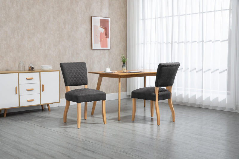 Upholstered Diamond Stitching Leathaire Dining Chair with Solid Wood Legs Gray - Urban Living Furniture (Los Angeles, CA)