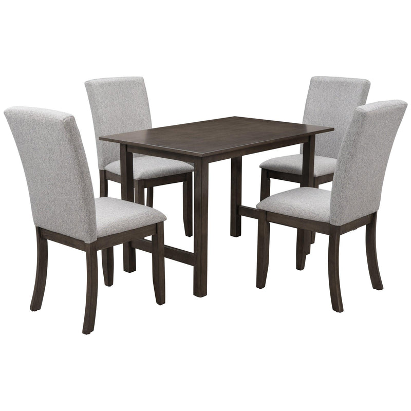 Farmhouse 5-Piece Wood Dining Table Set for 4, Kitchen Furniture Set with 4 Upholstered Dining Chairs for Small Places, Gray Table+Gray Chair - Urban Living Furniture (Los Angeles, CA)