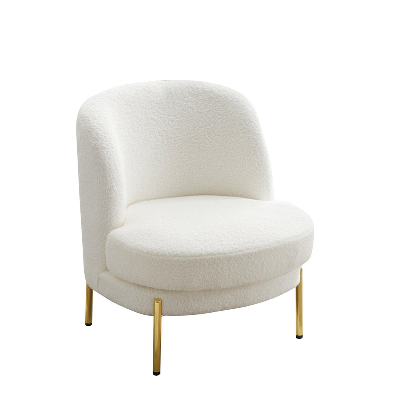 28.4"W Accent Chair Upholstered Curved Backrest Reading Chair Single Sofa Leisure Club Chair with Golden Adjustable Legs For Living Room Bedroom Dorm Room (Ivory Boucle) - Urban Living Furniture (Los Angeles, CA)