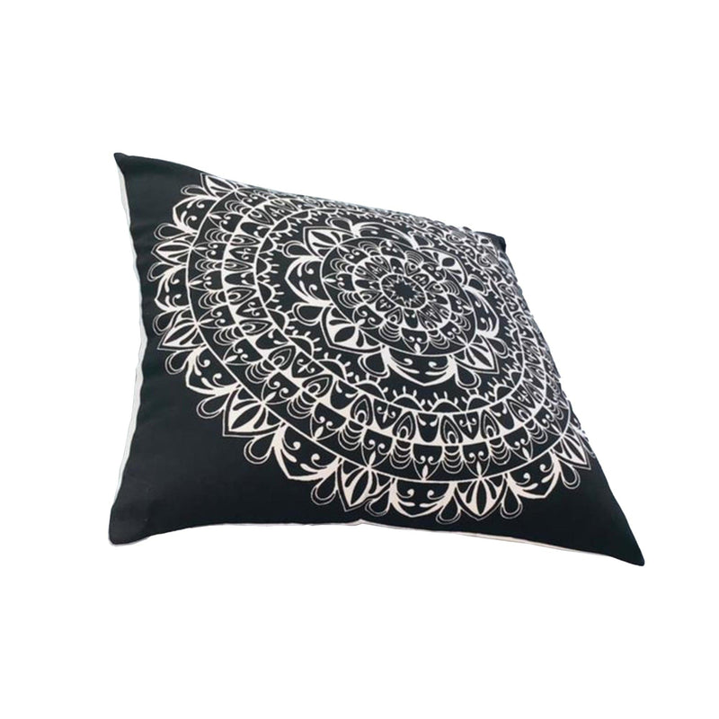 20 x 20Modern Square Cotton Accent Throw Pillow, Mandala Design Pattern, Black, White - Urban Living Furniture (Los Angeles, CA)