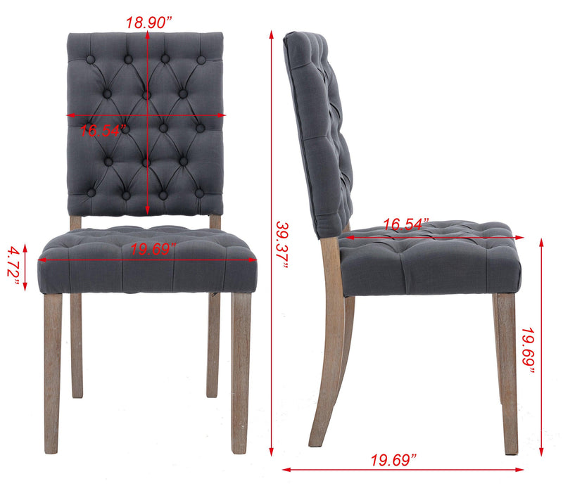 Mid-Century Wooden Frame Linen Fabric Tufted Upholstered Dining Chair,Set of 2,Grey - Urban Living Furniture (Los Angeles, CA)