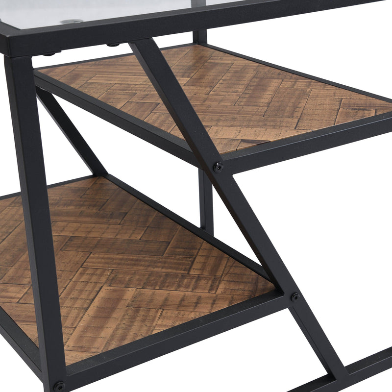 Black Side Table, End Table withStorage Shelf, Tempered Glass Coffee Table with Metal Frame for Living Room&Bed Room - Urban Living Furniture (Los Angeles, CA)