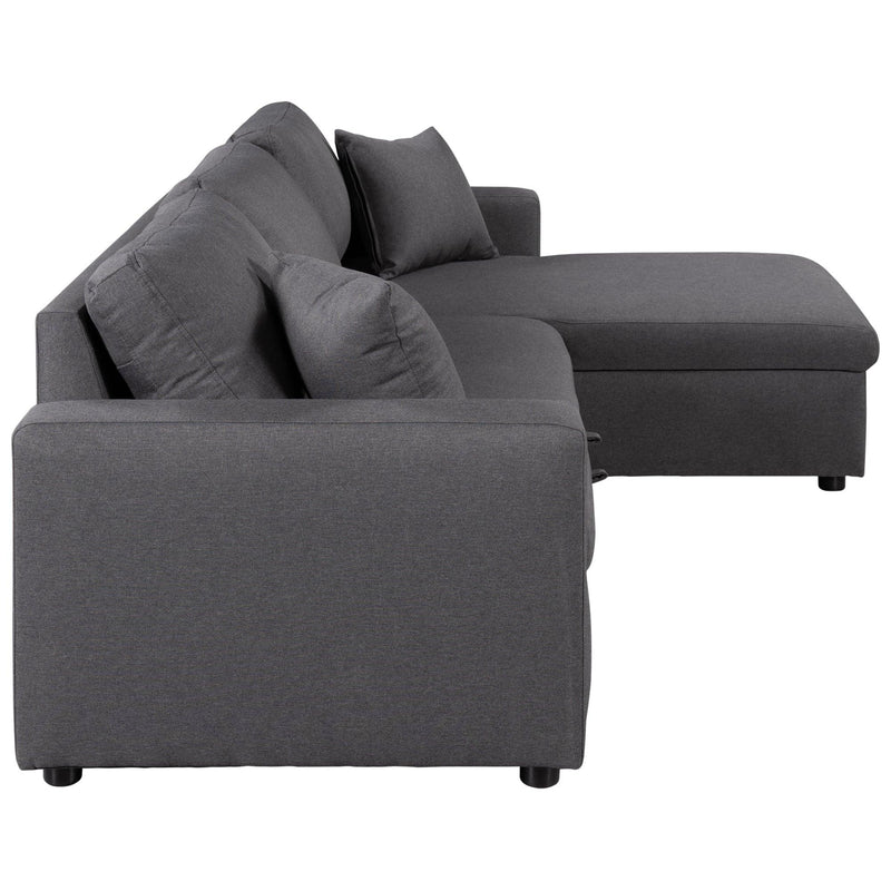 Upholstery  Sleeper Sectional Sofa Grey withStorage Space, 2 Tossing Cushions - Urban Living Furniture (Los Angeles, CA)