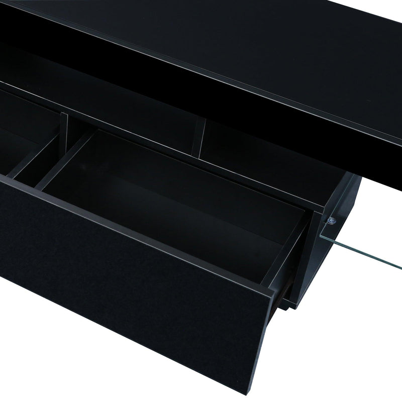 Modern Black TV Stand, 20 Colors LED TV Stand w/Remote Control Lights - Urban Living Furniture (Los Angeles, CA)