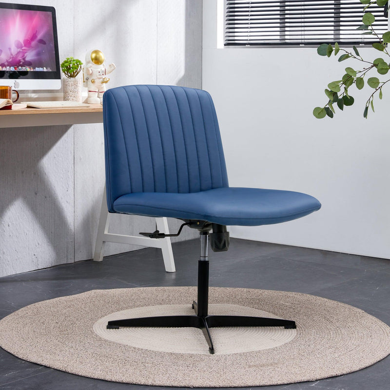 Office chair swivel chair Blue PU Material. Home Computer Chair Office Chair Adjustable 360 °Swivel Cushion Chair With Black Foot Swivel Chair Makeup Chair Study Desk Chair. No Wheels - Urban Living Furniture (Los Angeles, CA)