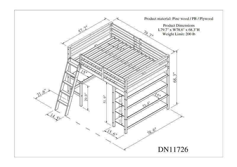 Loft Bed Full with desk,ladder,shelves , Espresso - Urban Living Furniture (Los Angeles, CA)