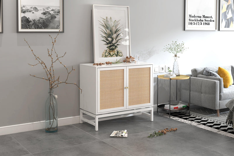 Natural rattan 2 door cabinet，with 1 Adjustable Inner Shelves，rattan，AccentStorage Cabinet - Urban Living Furniture (Los Angeles, CA)