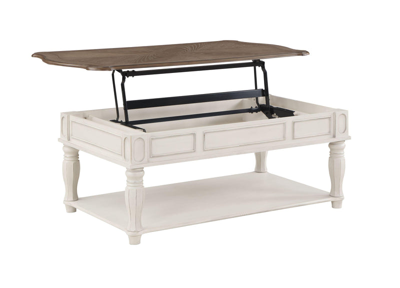 ACME Florian Coffee Table w/Lift Top in Oak & Antique White Finish LV01662