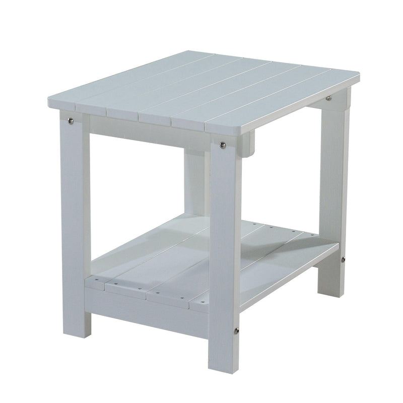 Key West Weather Resistant Outdoor Indoor Plastic Wood End Table, Patio Rectangular Side table, Small table for Deck, Backyards, Lawns, Poolside, and Beaches, White