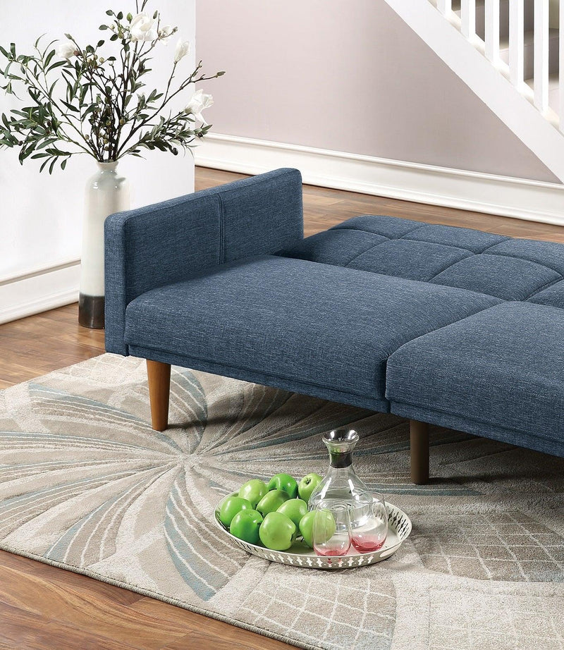 Transitional Look Living Room Sofa Couch Convertible Bed Navy Polyfiber 1pc Tufted Sofa Cushion Wooden Legs - Urban Living Furniture (Los Angeles, CA)