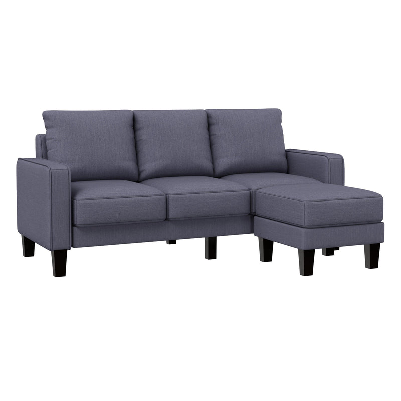 Modern Living Room Furniture L Shape Sofa with Ottoman in Dark Grey Fabric - Urban Living Furniture (Los Angeles, CA)